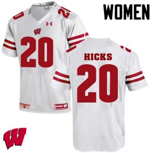 Women's Wisconsin Badgers NCAA #20 Faion Hicks White Authentic Under Armour Stitched College Football Jersey SS31V78CZ
